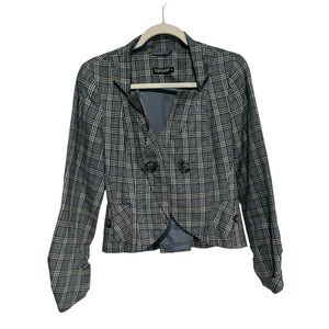 Topshop Women's Black and White Checkered Blazer